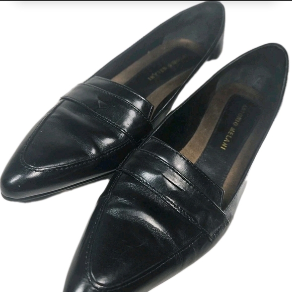 ANTONIO MELANI 🖤 Antonio Melani Blk Leather Loafer Pumps Sz 7 Work-to-Night[3A - Picture 5 of 9